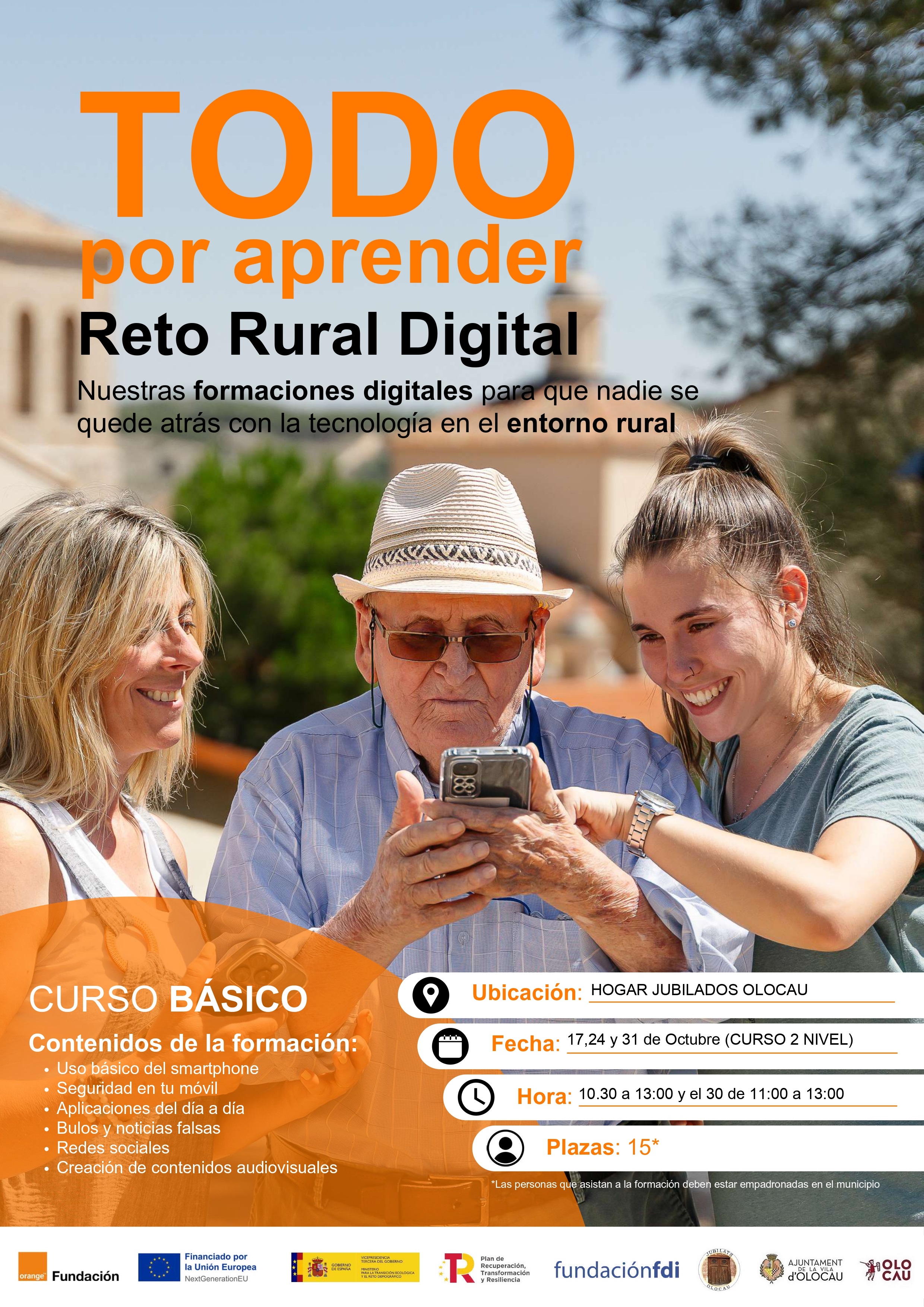 Primera sessió del curs de maneig del telèfon mòbil (nivell 2) de l'Associació de Jubilats i Pensionistes d'Olocau
